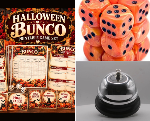 Halloween Bunco Party Ideas & Printables 🎃 cover photo collage