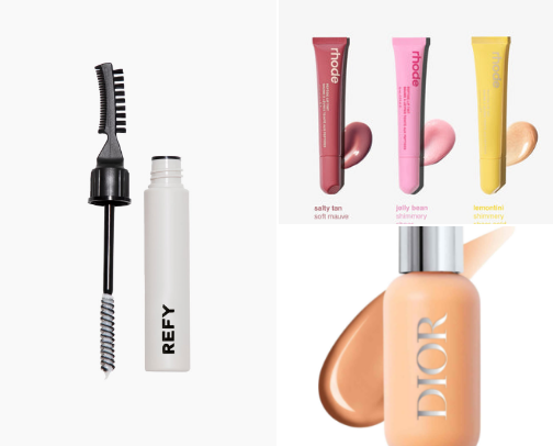 “Clean look” makeup products cover photo collage