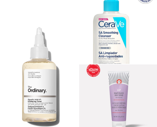 Essential body skincare for acne & bumpy skin cover photo collage
