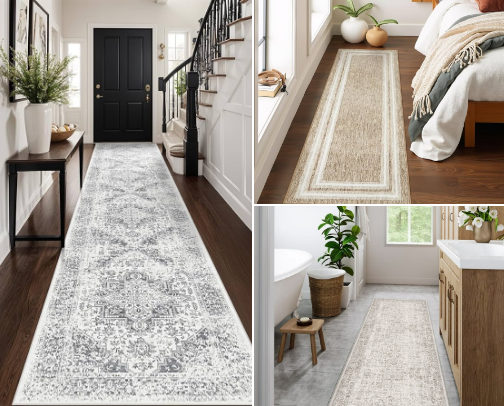 Area rugs and floor runners cover photo collage