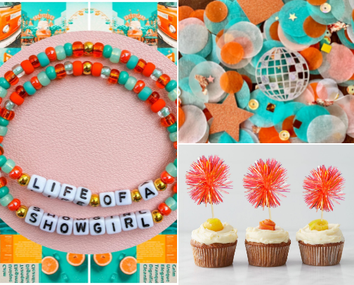 Taylor Swift The Life of a Showgirl Party cover photo collage