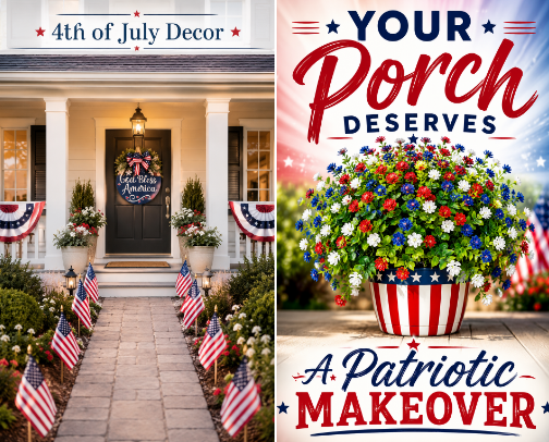 Celebrate 250 years of Independence With Patriotic Home Decor cover photo collage