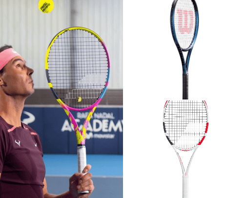 Tennis player is helping you with buying tennis recket cover photo collage