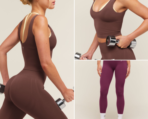 Cute Gym Outfit Staples: Pink, Espresso & Clean-Girl Neutrals cover photo collage