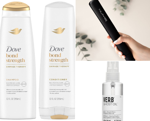 Hair care items cover photo collage