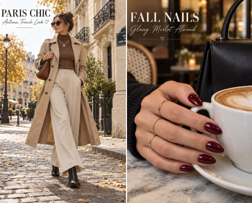 Classic Parisian Trench Coat & Wide-Leg Pants Look cover photo collage