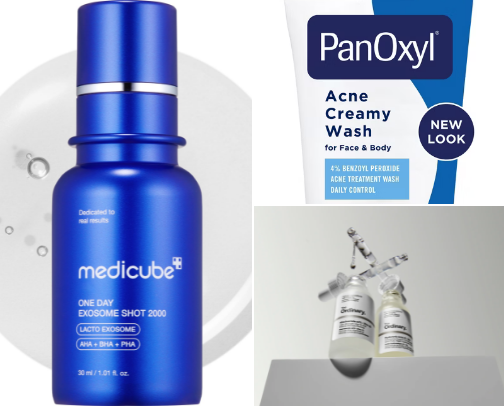 skincare products for acne-prone skin cover photo collage