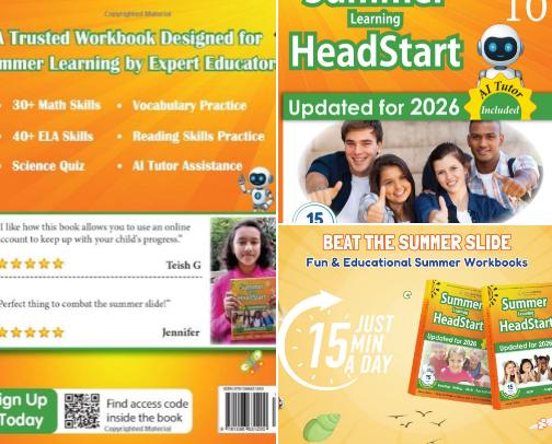 Free PDF - Lumos Summer Learning HeadStart, Grade 8 to 9: Includes Engaging Activities, Math, Reading, Vocabulary, Writing and Language Practice: ... (Summer Learning HeadStart by Lumos Learning) for motivated teens cover photo collage