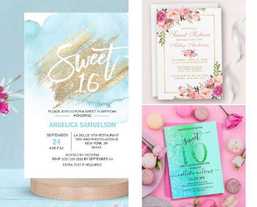 Sweet 16 Party Invitations cover photo collage