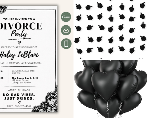 🖤 Divorce Party Must-Haves | New Beginnings Celebration cover photo collage
