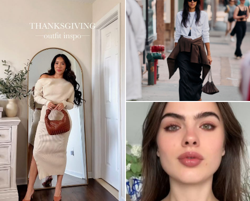 What to wear to Thanksgiving dinner and Make up cover photo collage