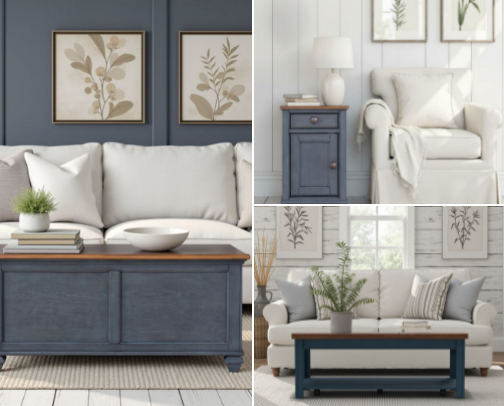 Light & Airy Coastal Living Room Inspiration cover photo collage