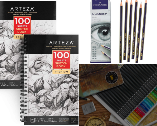 Art materials beginner kit cover photo collage