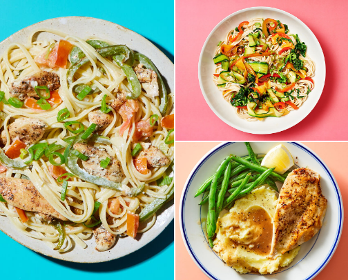 “Dinnerly: Easy Meals Delivered to Your Door” cover photo collage