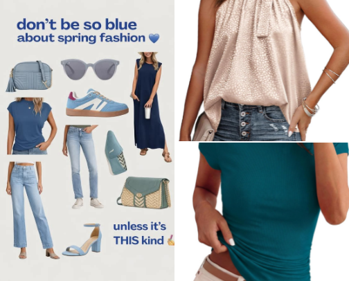 Don't be Blue about Spring Fashion Finds cover photo collage