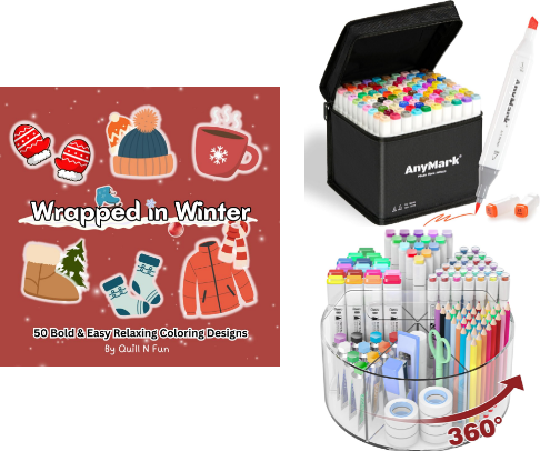 No-Stress Coloring: Books, Tools & Cozy Must-Haves cover photo collage