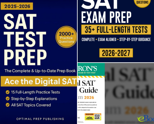 Read Online - SAT Test Prep: The Complete & Up-to-Date Prep Book with Full-Length Practice Tests, Test-Ready Practice Questions & Step-by-Step Explanations to Ace the Digital SAT - updated study picks cover photo collage