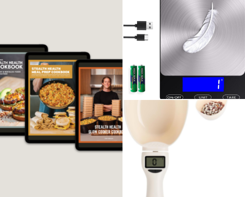 Easy high protein meal prep tools cover photo collage