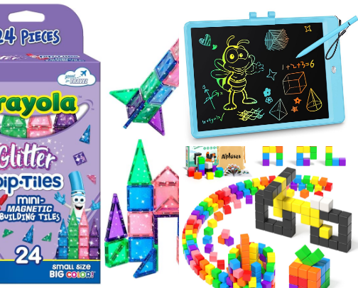 Juguetes ideales para viajes con niños pequeños cover photo collage