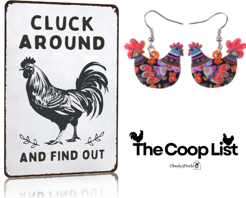 The Cluck List – Chickencore Themed Items cover photo collage