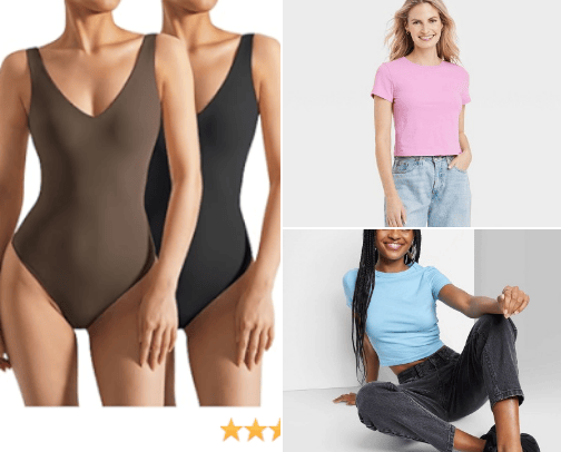 Tops and bodysuits cover photo collage