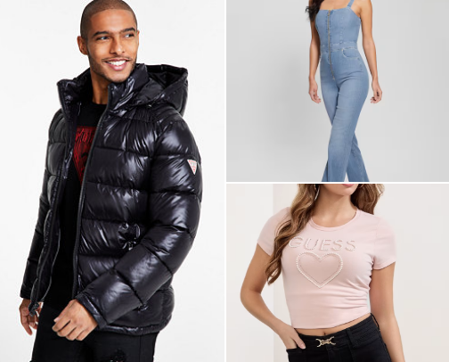 Men's and women's clothing from Guees cover photo collage