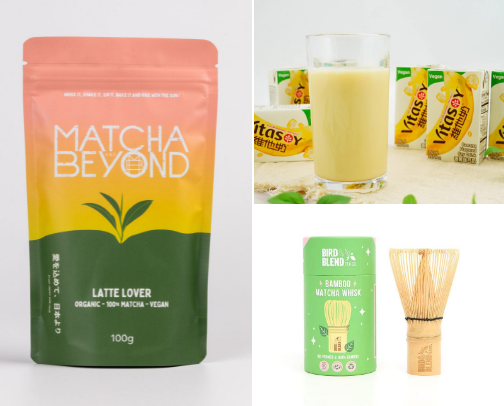 make the best matcha lattes at home! cover photo collage