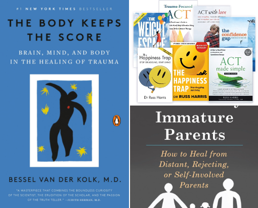 Mental health books I actually recommend as a family therapist🤍⚡️‼️ cover photo collage