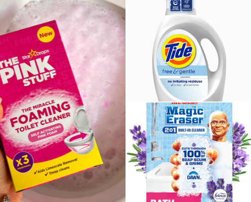 Cleaning items cover photo collage