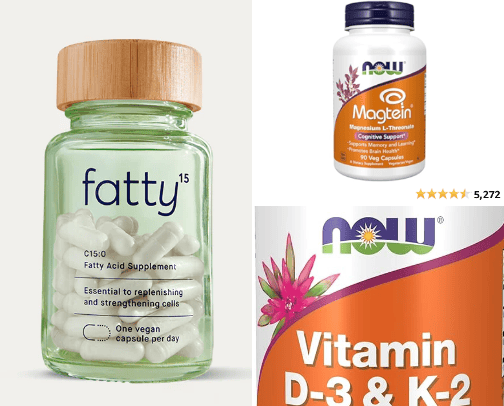 My supplements for anti-aging, focus and energy cover photo collage