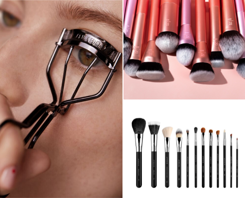 Makeup tools cover photo collage