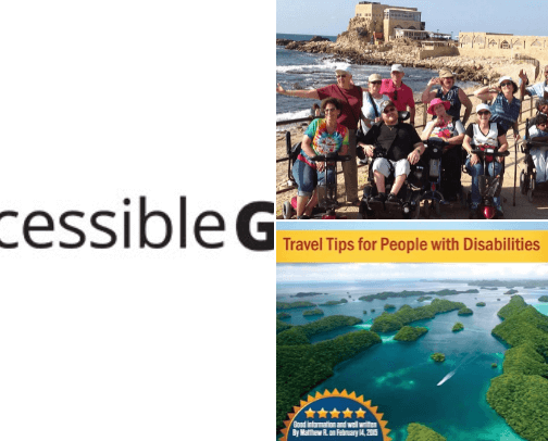 Travel with people with special accessibility needs. Disabilities. cover photo collage