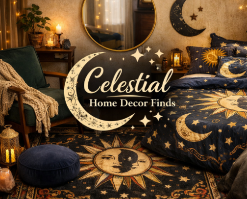 Celestial & Cosmic Home Decor Finds cover photo collage