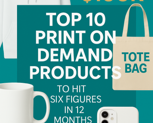 Top 10 Print On Demand Products to Hit Six Figures in 12 Months cover photo collage