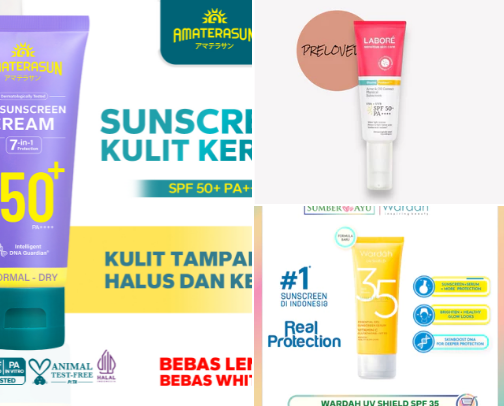 Sunscreen (Tabir Surya) untuk segala jenis kulit, jangan lupa sayangi kulitmu. cover photo collage