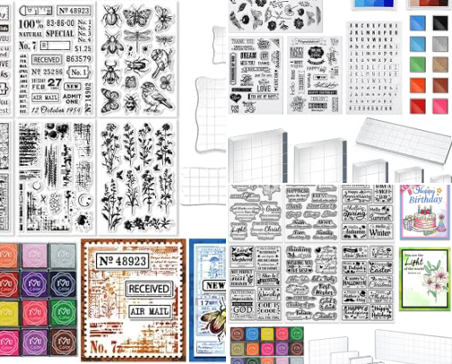 Read Online - Versatile crafting with 29 Pcs Acrylic Stamps for Crafting Card Making Supplies Set Include 3 Acrylic Clear Stamp Blocks, 6 Clear Silicone Stamps Seals, 20 Craft Ink Pads Stamp for DIY Scrapbooking Journal cover photo collage
