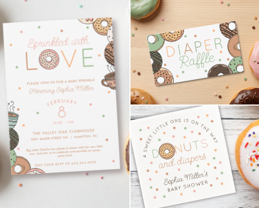 Diapers & Donuts Baby Shower or Baby Sprinkle Ideas cover photo collage