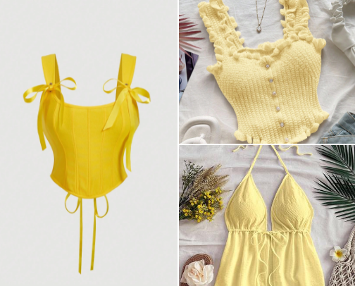 SHEIN Yellow Tops cover photo collage