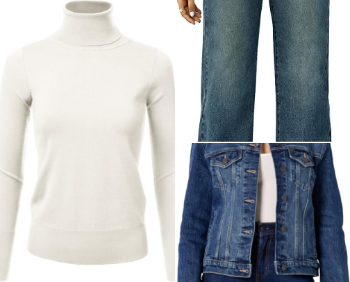 White Sweater Outfit for Women | Elegant Jeans & Denim Jacket Style cover photo collage
