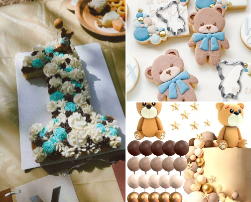 Beary First Birthday Inspiration cover photo collage