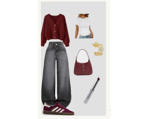 Effortless Winter Outfit in Deep Burgandy Tones cover photo collage