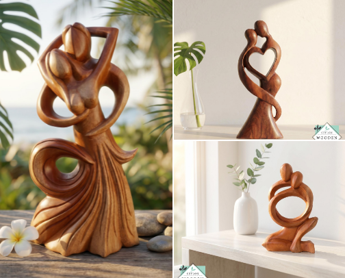 My Favorite Wooden Lovers Statues – Home Decor with Heart cover photo collage