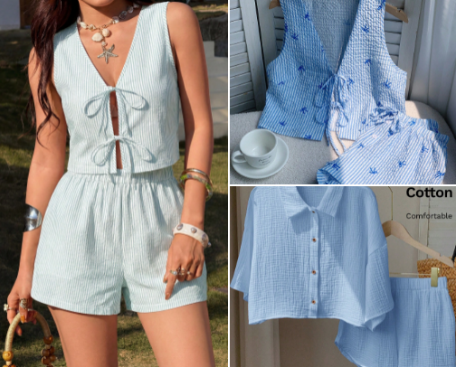 Summer 2pcs outfits cover photo collage