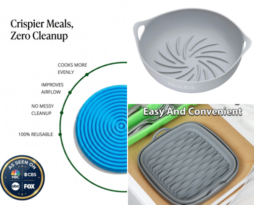 Air Fryer Silicone Liners That Stopped Me From Scrubbing Burnt Grease Every Night cover photo collage