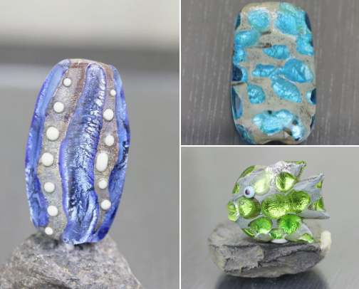 Handcrafted Coastal aesthetic lampwork glass beads & jewelry findings by Anne Londez cover photo collage
