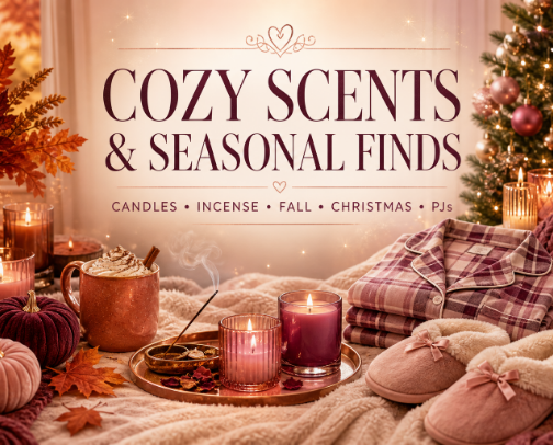 Cozy Scents, Candles, Fall, Christmas & PJs 🎃🎄 cover photo collage