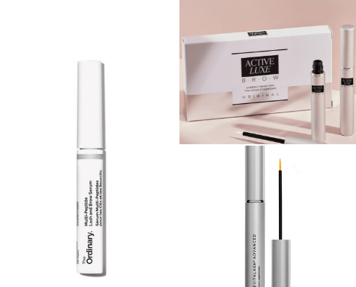 Serum for eyelashes and eyebrows cover photo collage