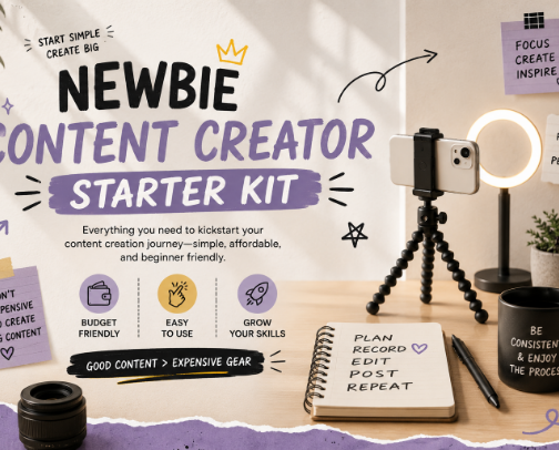 📹Beginner Content Creator Starter Kit ($5–$50) cover photo collage