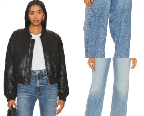 Casual Fall Look - Leather Jacket, Relaxed Jeans, and a White Tank cover photo collage