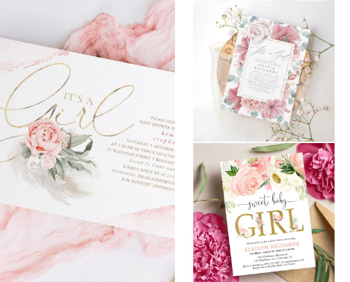 It's A Girl Baby Shower Invitations cover photo collage